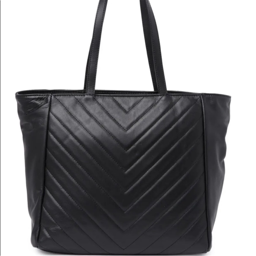 Persaman Black leather tote